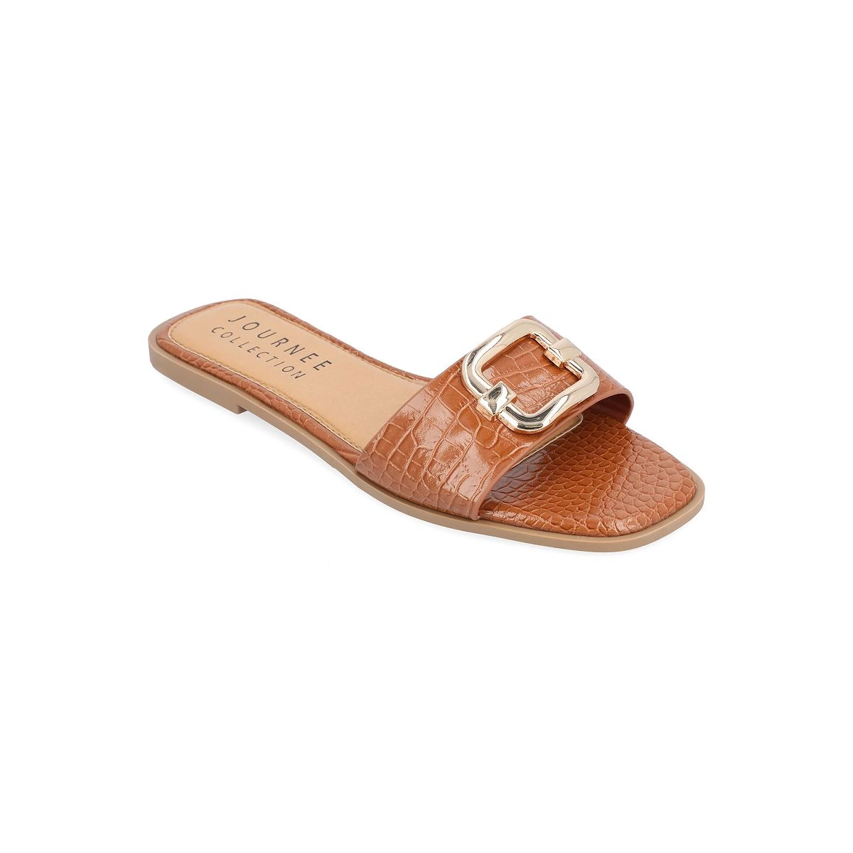 Journee Collection Women's Joarie Croco Sandals — Tan — Size 8