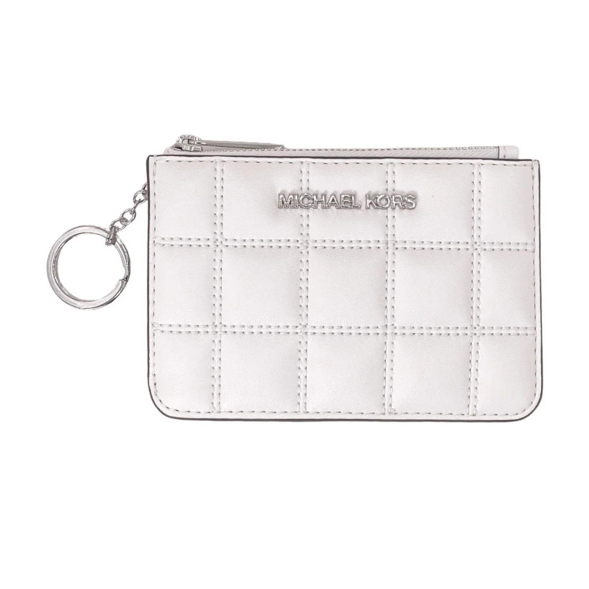 Michael Kors Jet Set Travel S Coin Pouch Id Holder Wallet Quilted Optic White