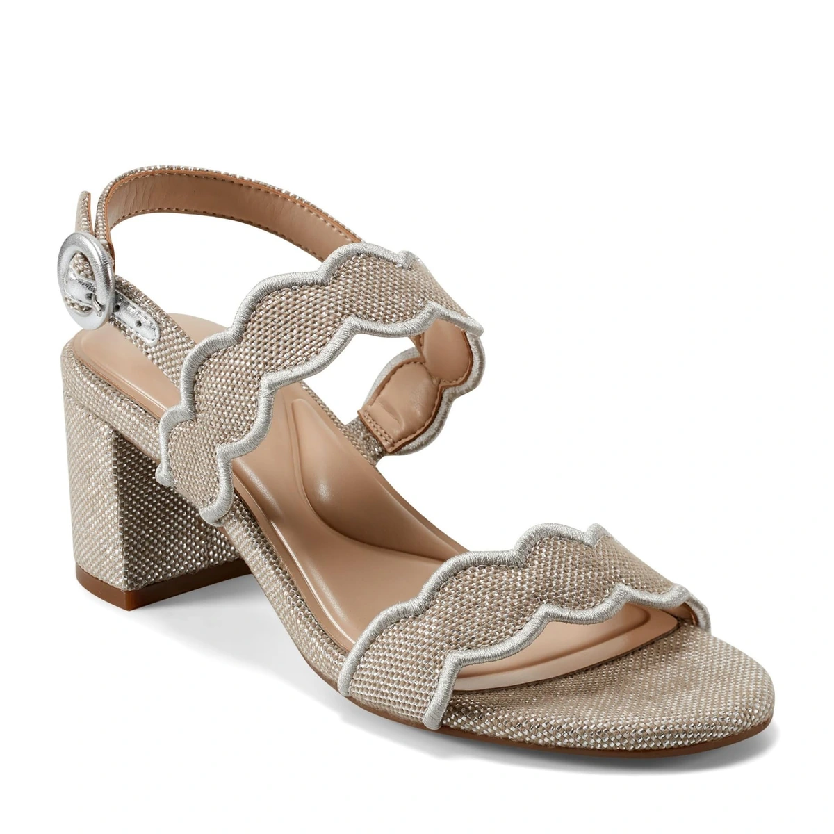 Easy Spirit Daana Women's Sandal, 8 B(M) US, Silver-Natural-Linen — Beige