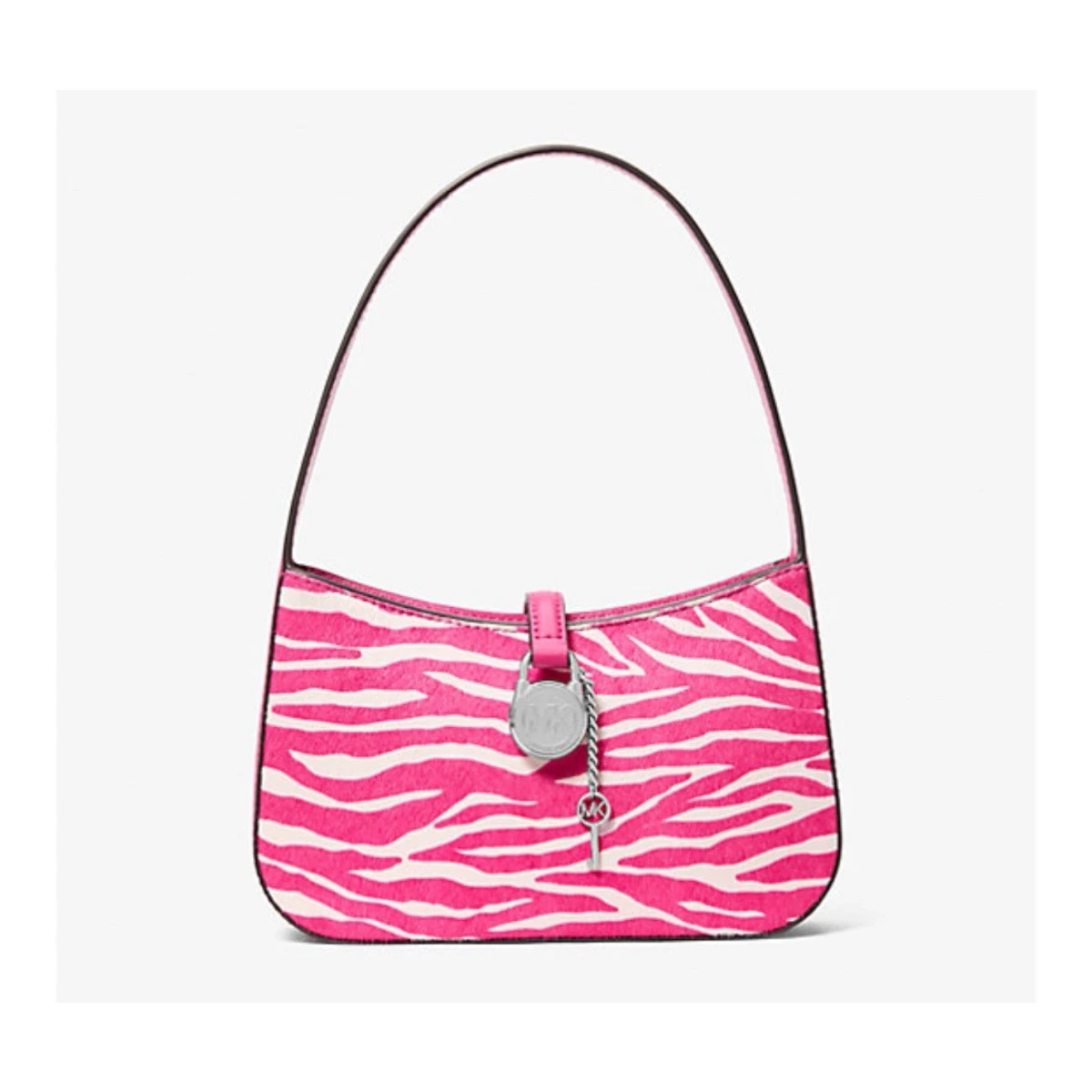 Lyra Small Zebra Print Calf Hair Pochette — Pink