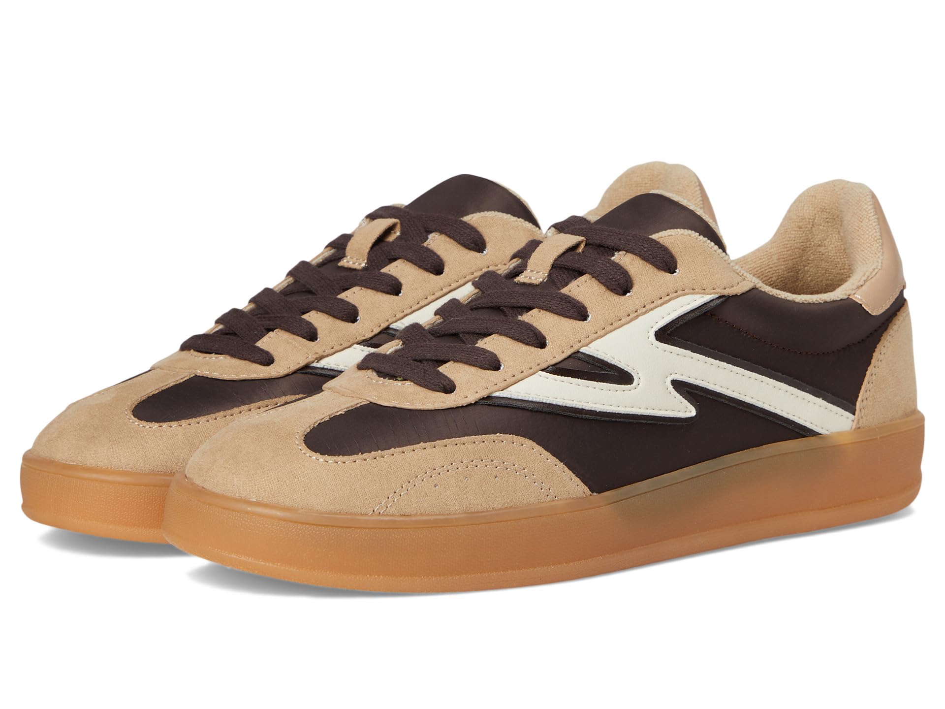 Madden Girl Women's Giia Sneaker, Dark Brown/Light Sand Nylon, 8
