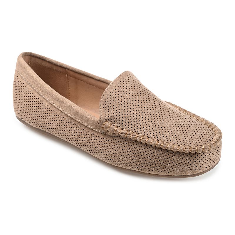 Journee Collection Women's Halsey Perforated Loafers Women's Shoes — Taupe — Size 11