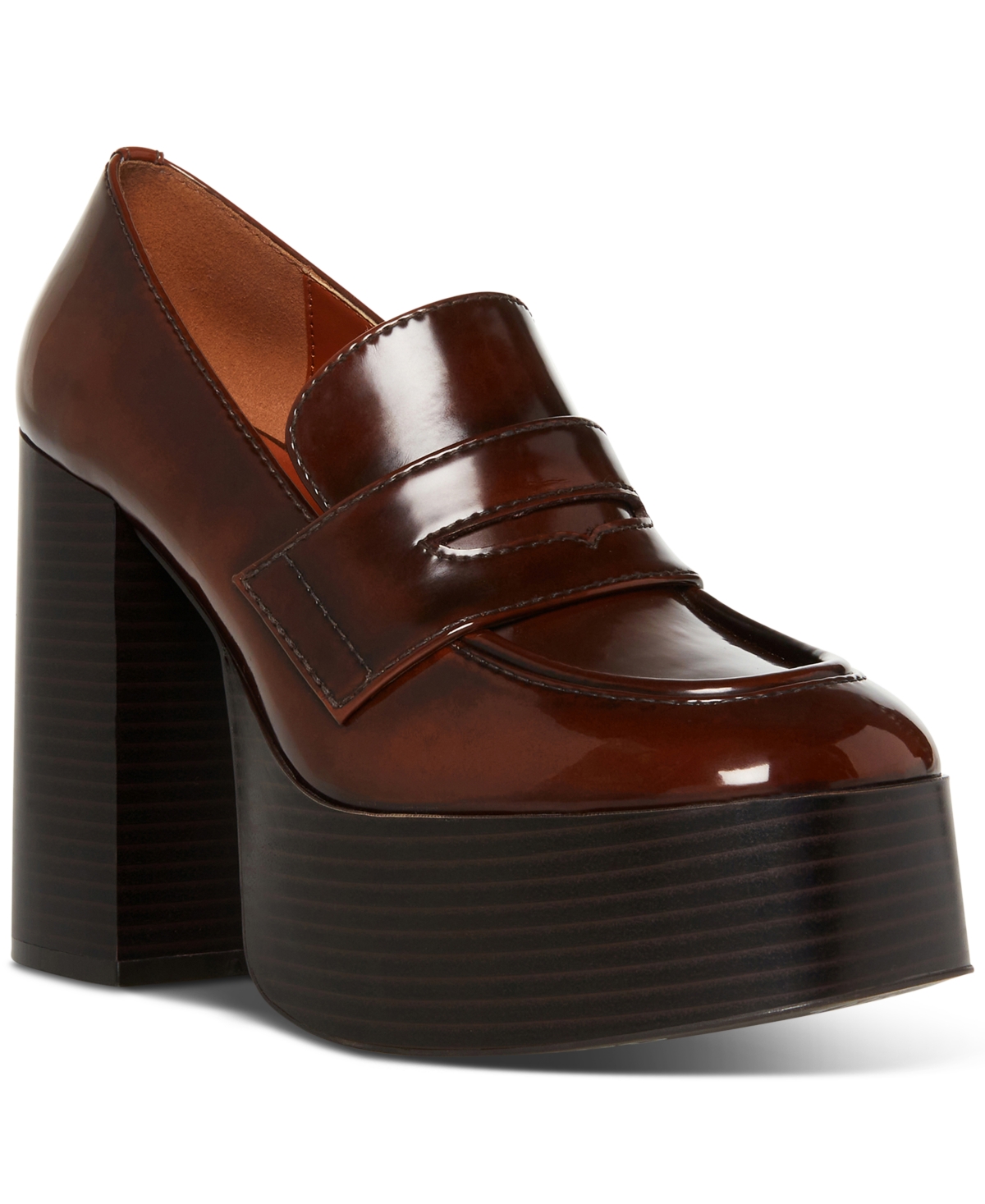 Madden Girl Cherilyn Platform Tailored Loafer Pumps — Brown — Size 5