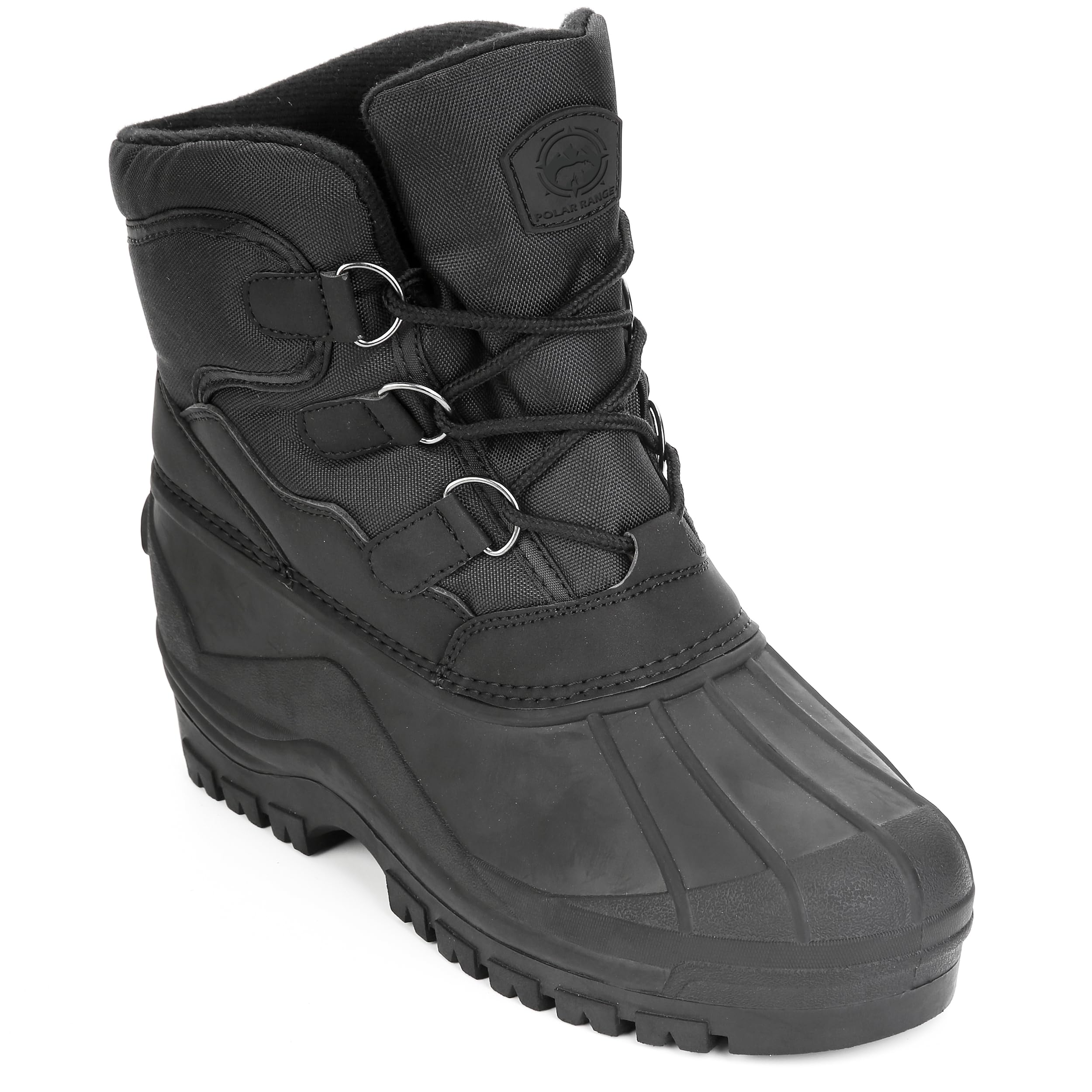 Polar Range Men's Snow Boots Waterproof, Insulated Cold Weather Footwear for Winter Snow, Sizes 13 — Black