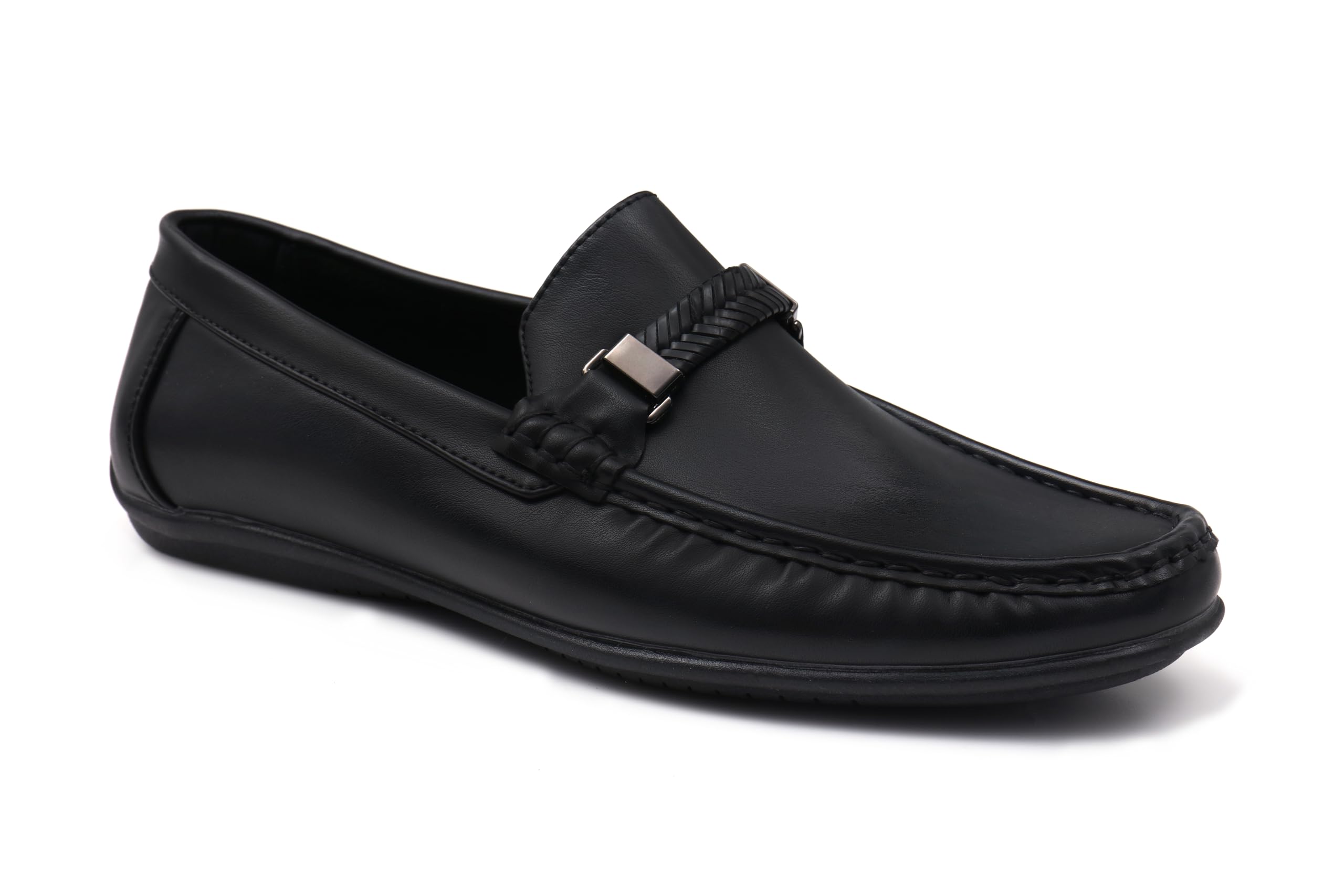 Aston Marc Men's Comfort Loafer, Lightweight Leather Slip on Shoes for Office, Casual Everyday Wear Black, Size 13