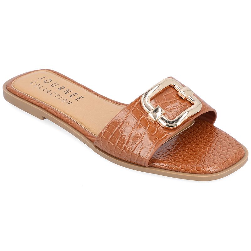 Journee Collection Women's Joarie Croco Sandals — Tan — Size 8