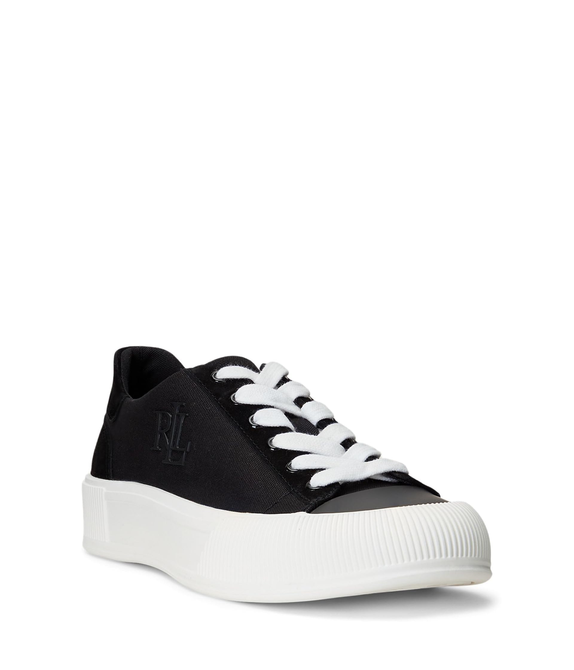 Lauren Ralph Lauren Women's Daisie Platform Sneaker, Black, 7.5
