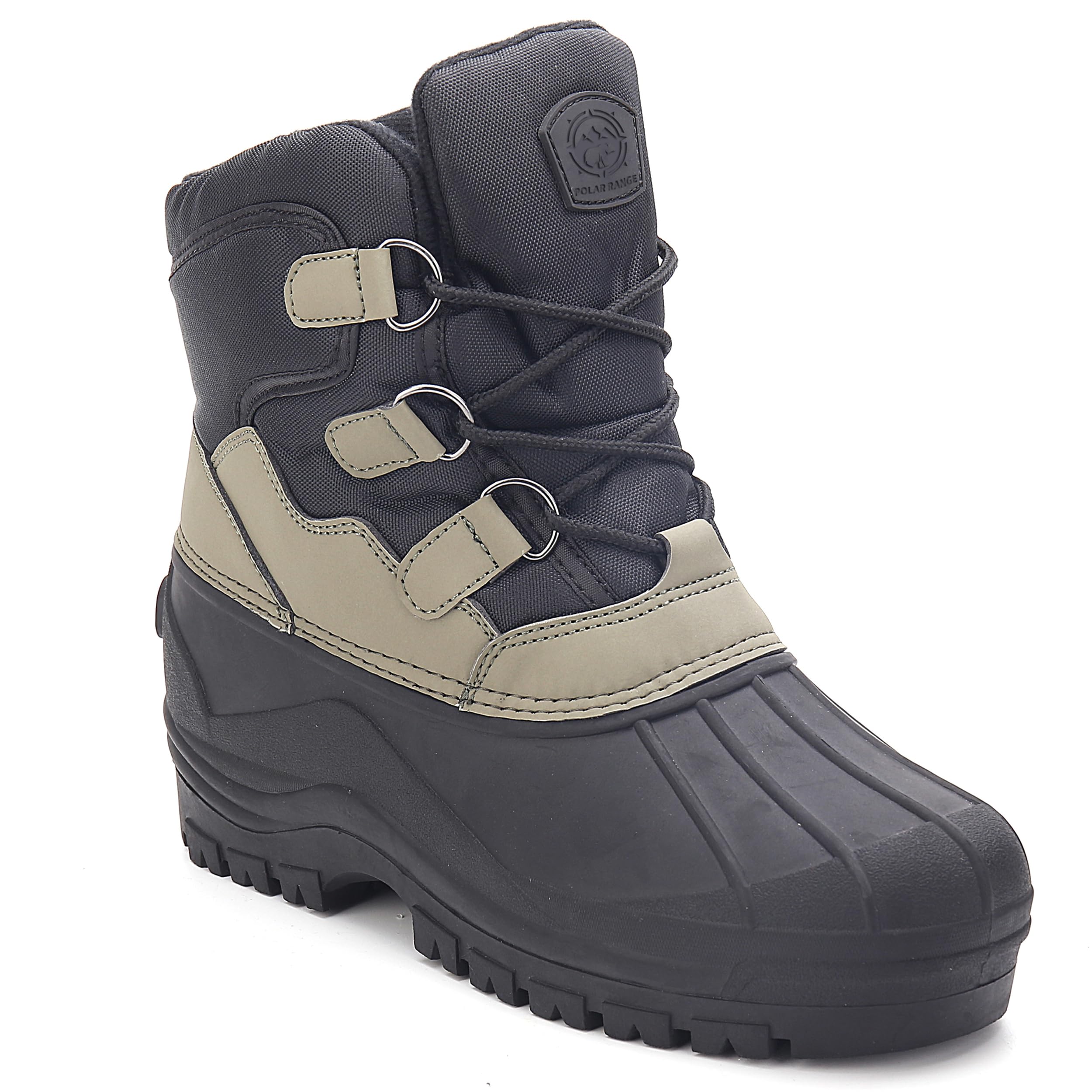 Polar Range Men's Snow Boots Waterproof, Insulated Cold Weather Footwear for Winter Snow, Sizes 12 — Black