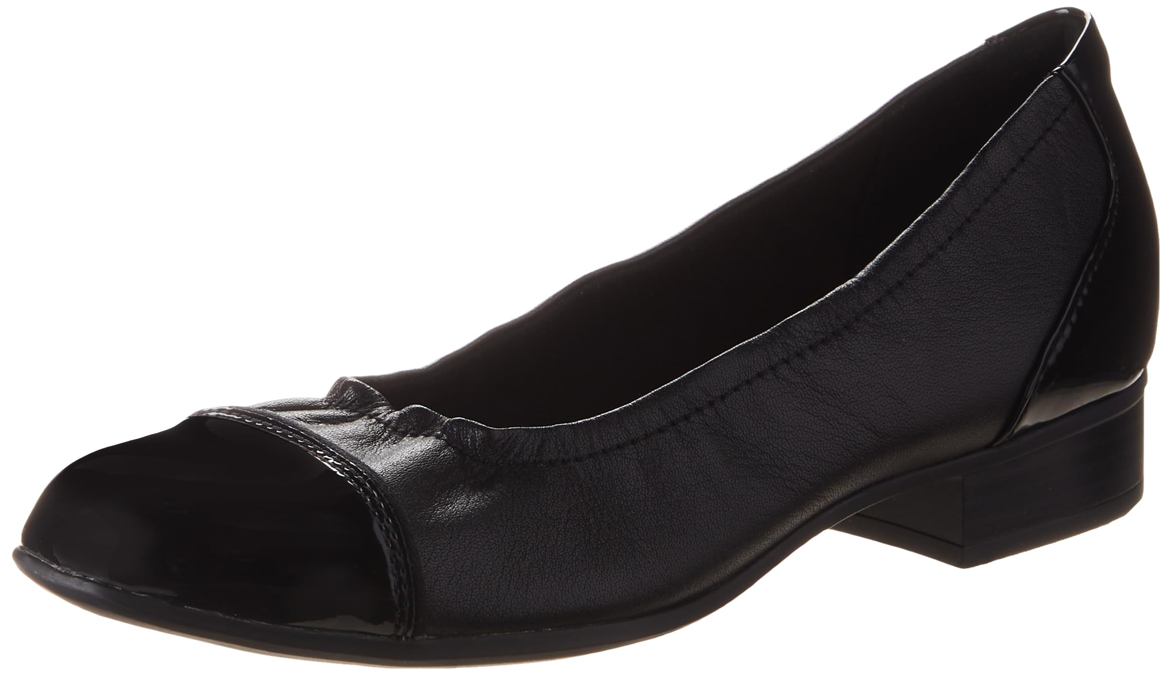 Clarks Black's Juliet Step Pump, Black Leather, 7 Wide US — Size 7.5 W