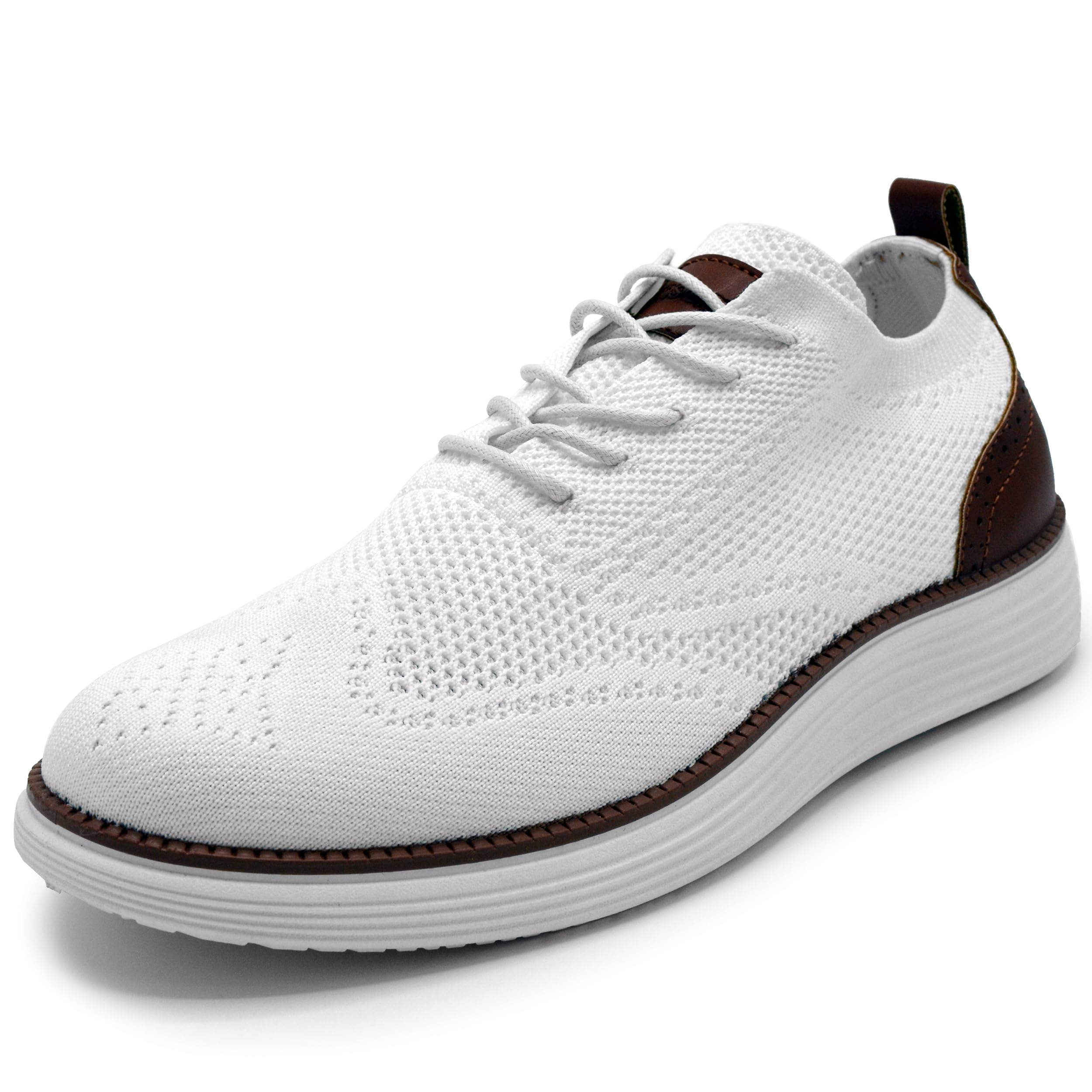 Akademiks Men's Olney Wingtip Knit Oxford, Sleek Breathable Dress Shoes White, Size 12