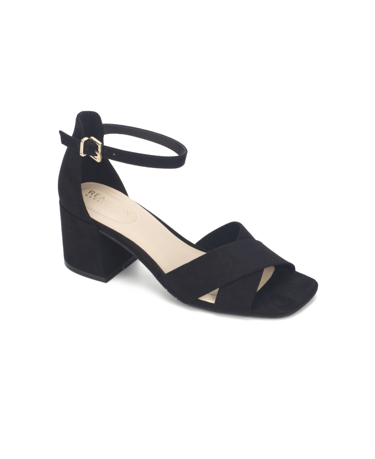 Kenneth Cole Reaction Women's Mix X-Band Block Heel Dress Sandals — Black — Size 7.5