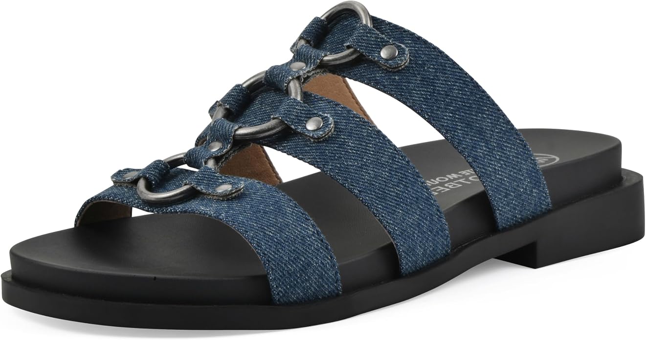 WHITE MOUNTAIN WHITE MOUNTAIN Women's Koala Strappy Sandal, Denimblue/Fabric, 6 M