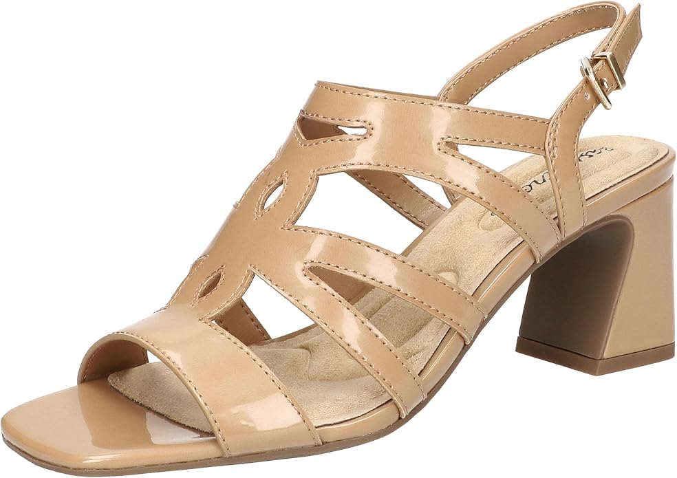 Easy Street Easy Street Women's Divine Block Heeled Sandals, Nude Patent, 7 Medium