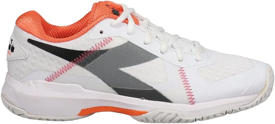 Diadora Diadora Trofeo W All Ground Pickleball Tennis Shoes (White/Black/Vermillion, 9)