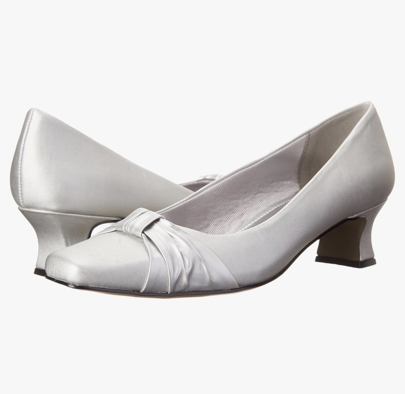 Easy Street Easy Street Women's Waive Dress Pump,Silver Satin,9 M US