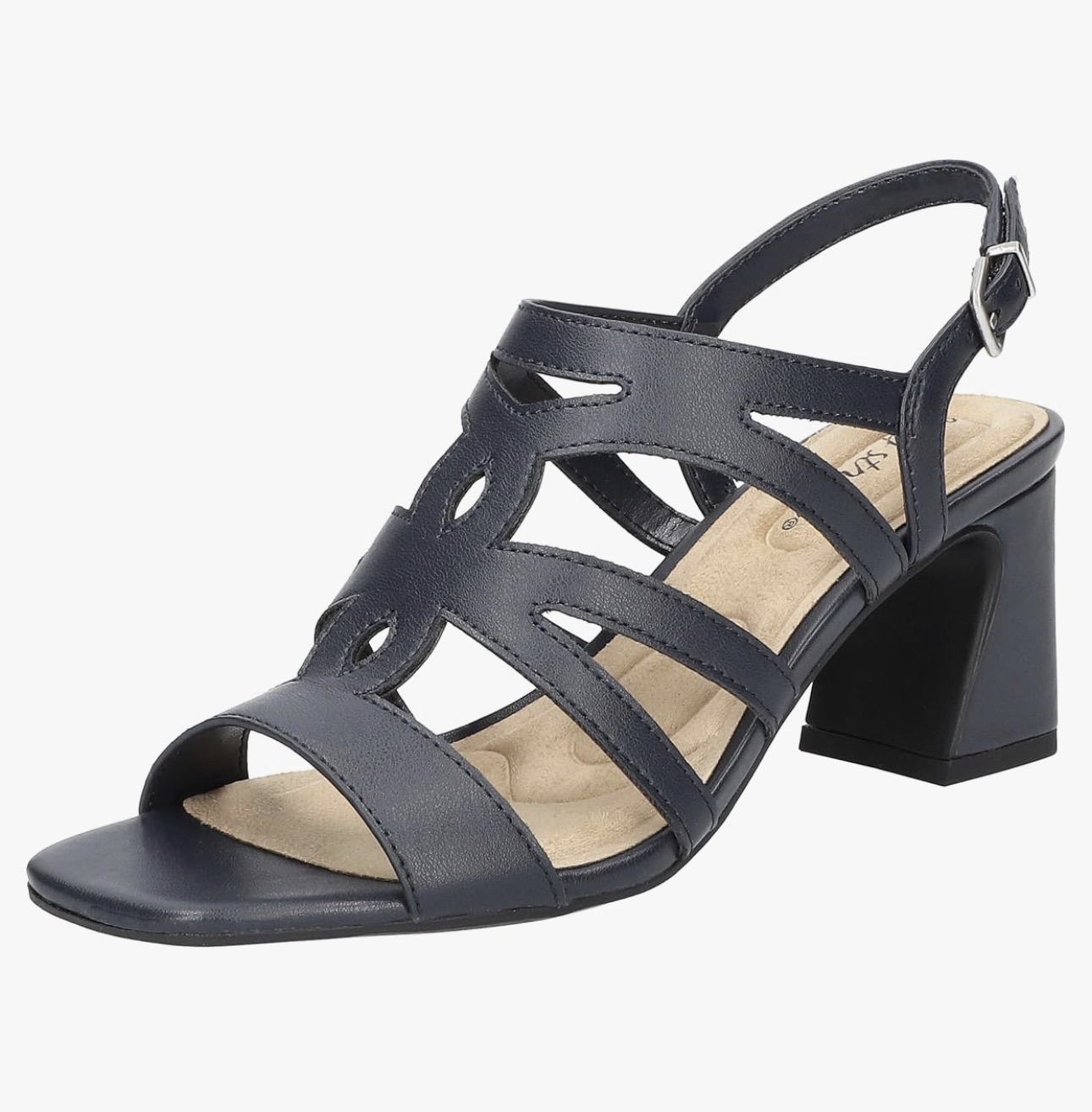 Easy Street Easy Street Women's Divine Block Heeled Sandals, Navy, 11 Wide