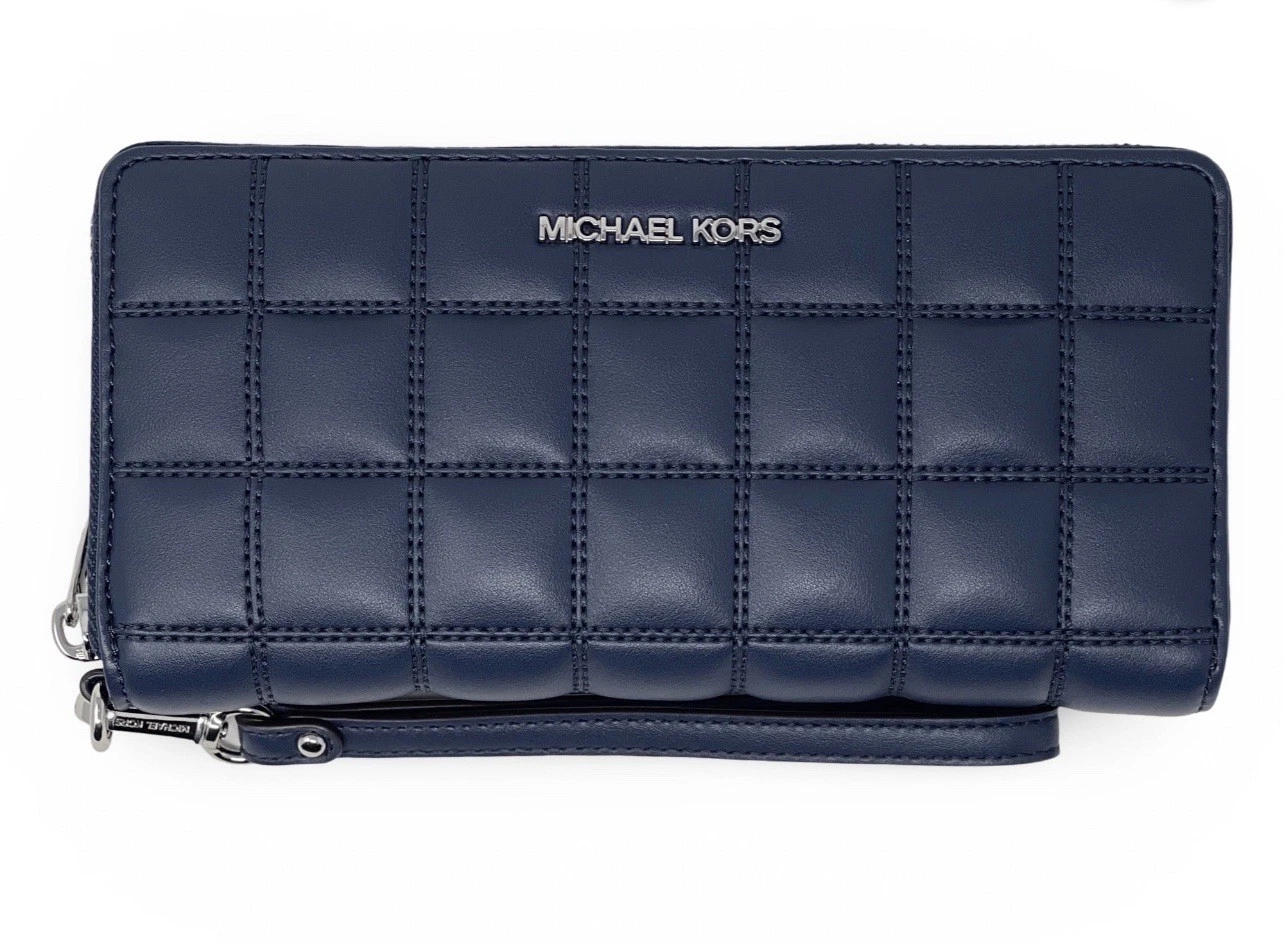 Micahel Kors MICHAEL KORS Jet Set Travel Large Continental Wallet Navy Quilted