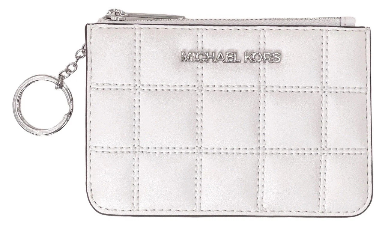Michael Kors MICHAEL KORS JET SET TRAVEL S COIN POUCH ID HOLDER WALLET QUILTED OPTIC WHITE