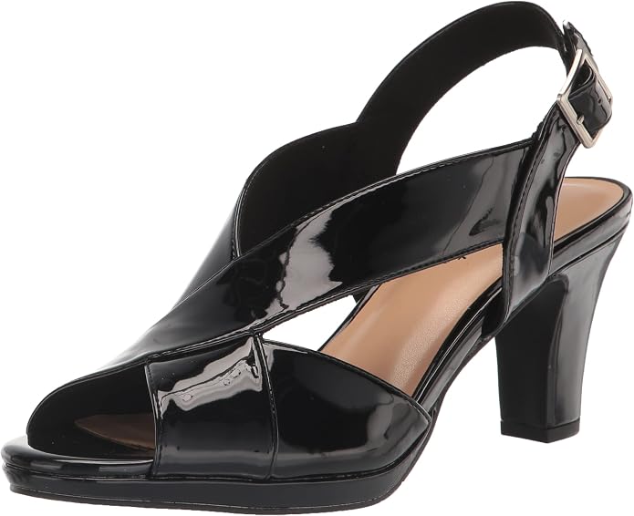 Easy Street Easy Street Women's Christy Peep Toe Slingback Heeled Sandal with Adjustable Buckle