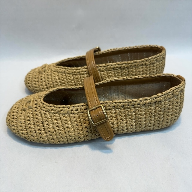 Coach COACH Women's Sculpted C Soft Mary Jane Flats, Natural Raffia, 6 Medium US