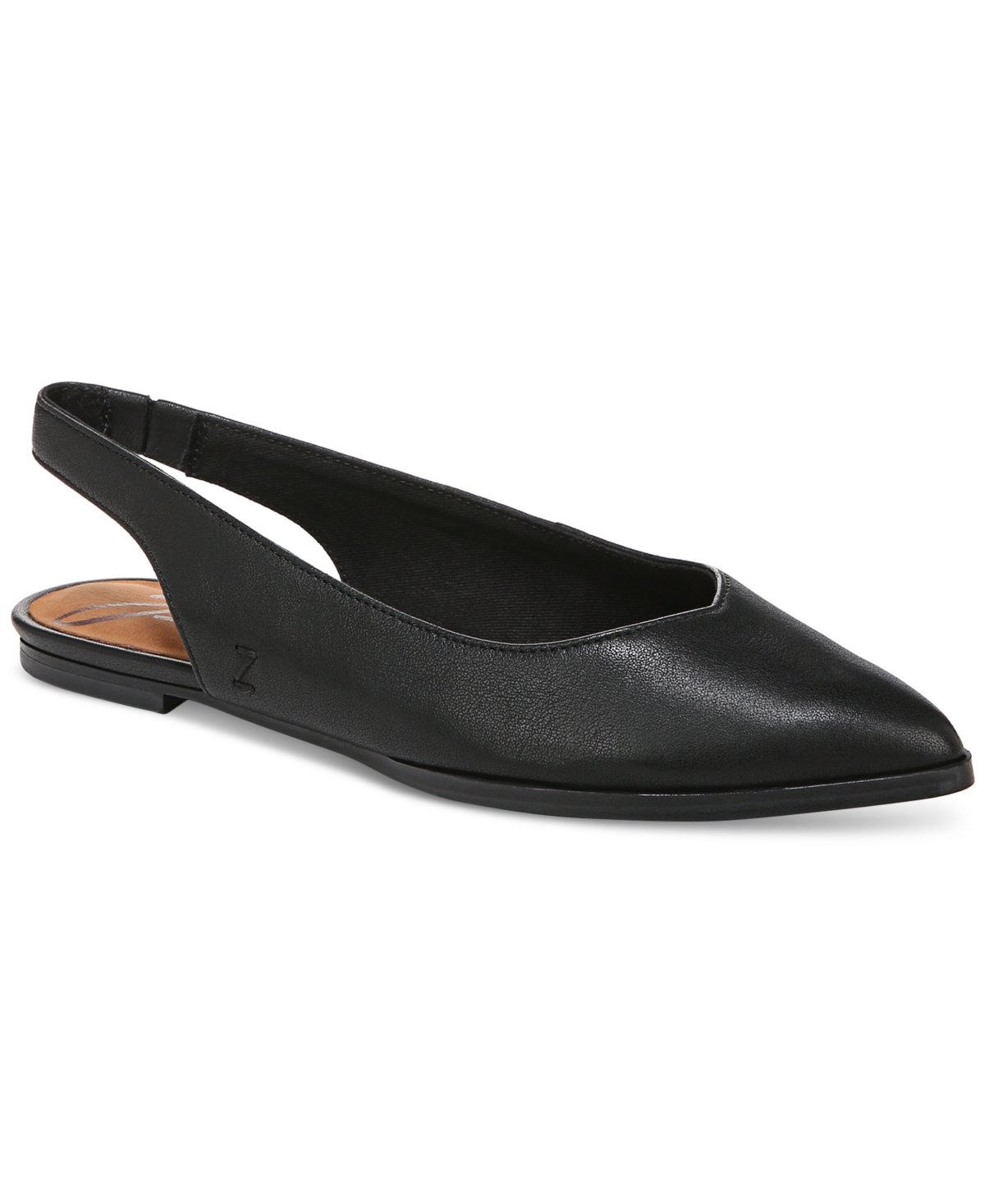ZODIAC ZODIAC Womens Helene Slingback Flat Black Leather 7.5 M