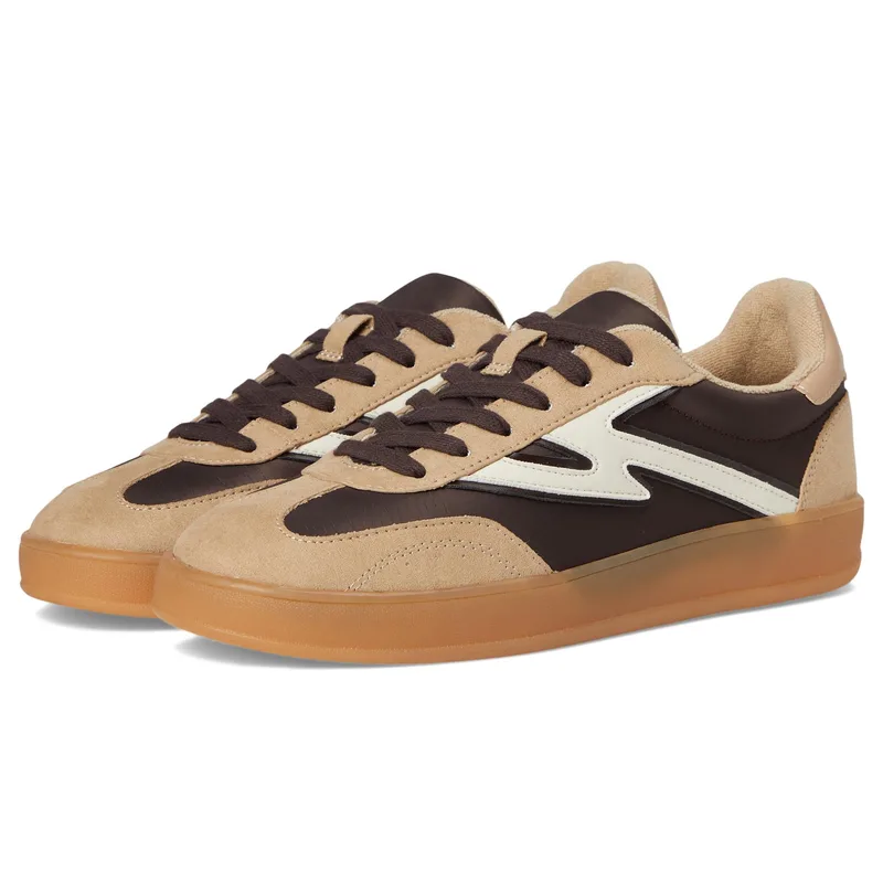 Madden Girl Women's Giia Sneaker, Dark Brown/Light Sand Nylon, 8