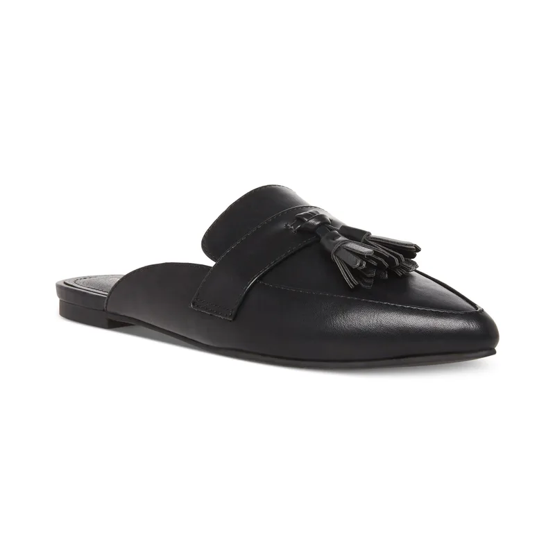 Madden Girl Preppiee Tailored Tassel Slip-On Loafer Flats — Black — Size 8