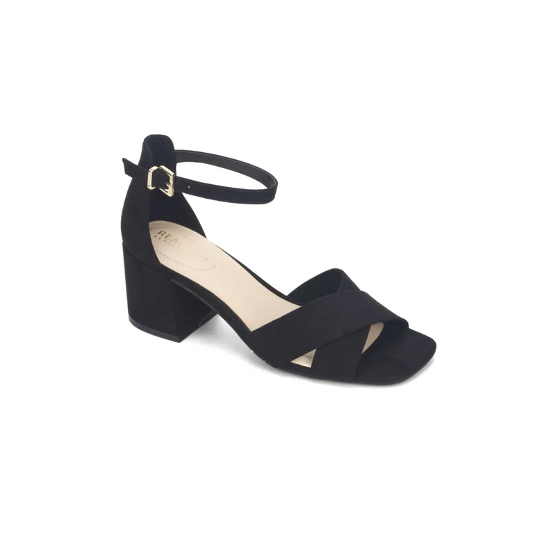 Kenneth Cole Reaction Women's Mix X-Band Block Heel Dress Sandals — Black — Size 7.5