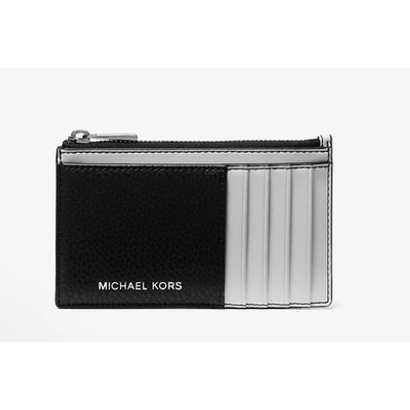 Michael Kors Jet Set Travel Cooper Card Case Leather Wallet Black/White