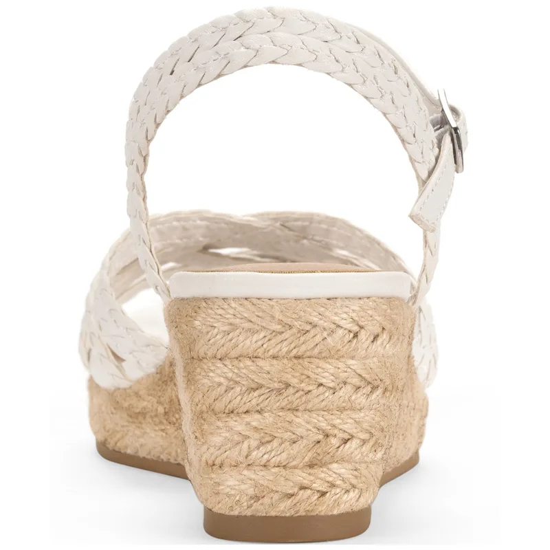Style & Co Women's Vanaa Wedge Sandals, Exclusively at Macy's - White Linen — Size 9.5 4