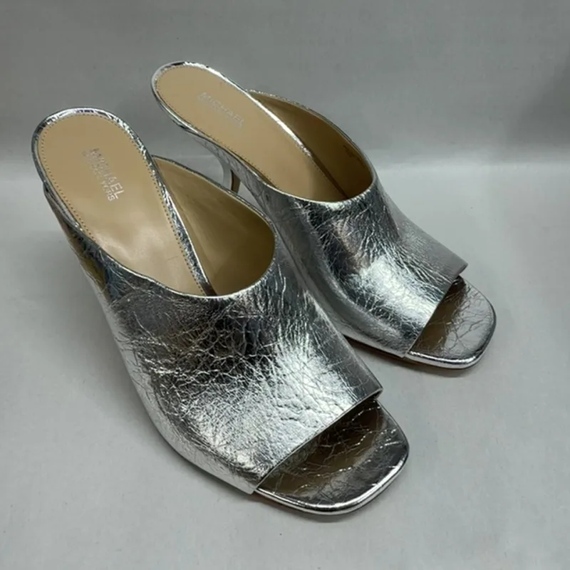Michael Michael Kors Women's Luna Mule Dress Sandals - Silver — Size 11