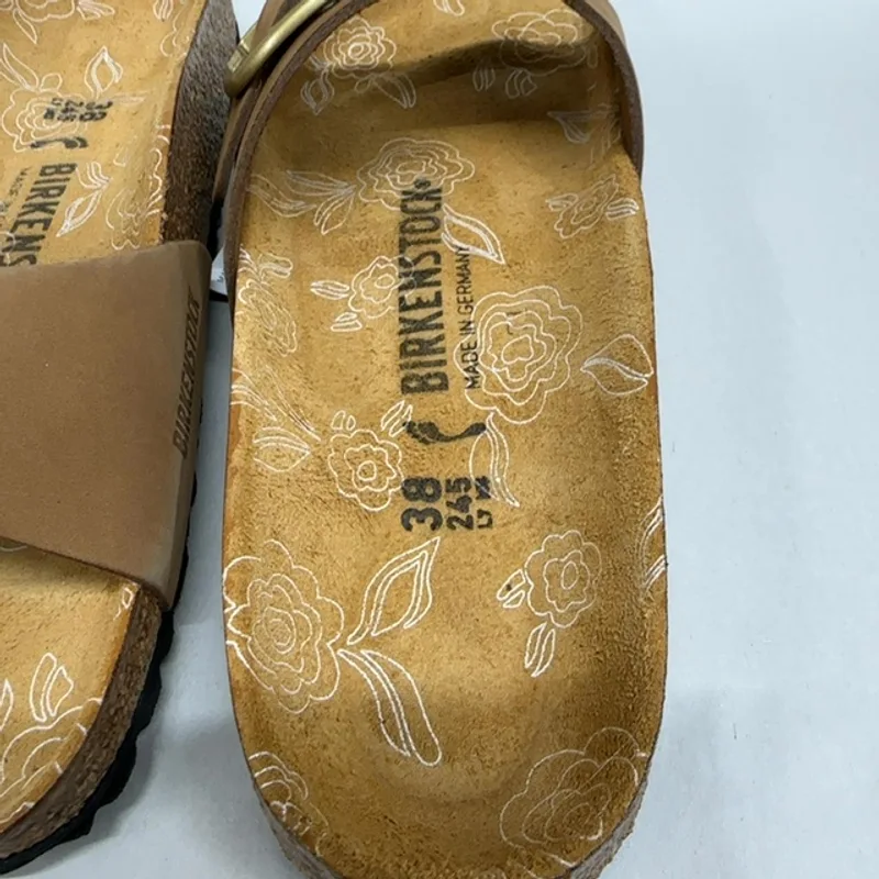 Birkenstock, Women's, Madrid Big Buckle Printed Footbed - Nubuck, Mink, Women's 7-7.5, Narrow — Brown — Size 38 10