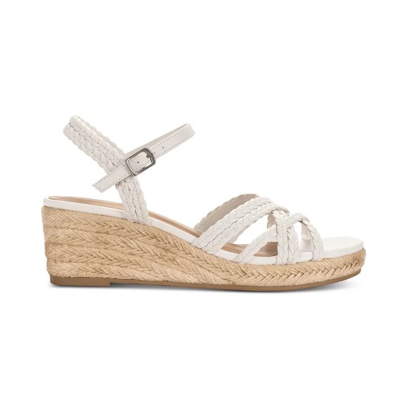 Style & Co Women's Vanaa Wedge Sandals, Exclusively at Macy's - White Linen — Size 9.5 2