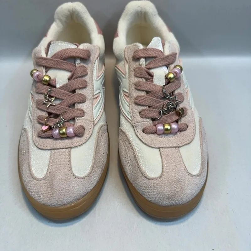 Madden Girl Women's Giia-Cb Sneaker, Blush Velvet, 6 — Pink 2