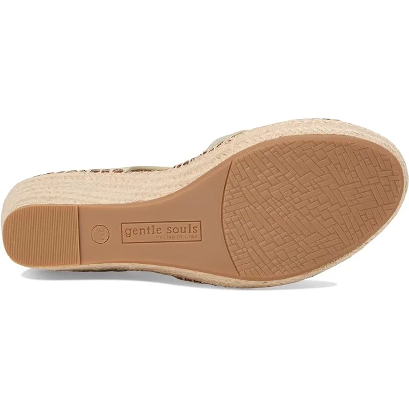 Gentle Souls by Kenneth Cole Women's Caspian Wedge Sandal, Ice Leather, 7 — Gold 5