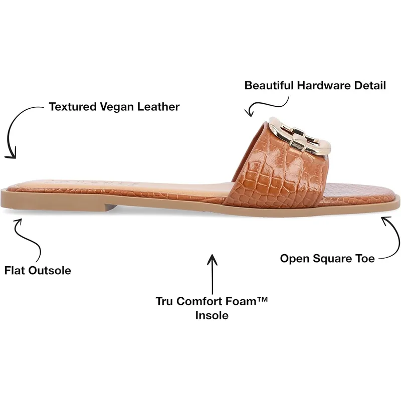 Journee Collection Women's Joarie Croco Sandals — Tan — Size 8 3
