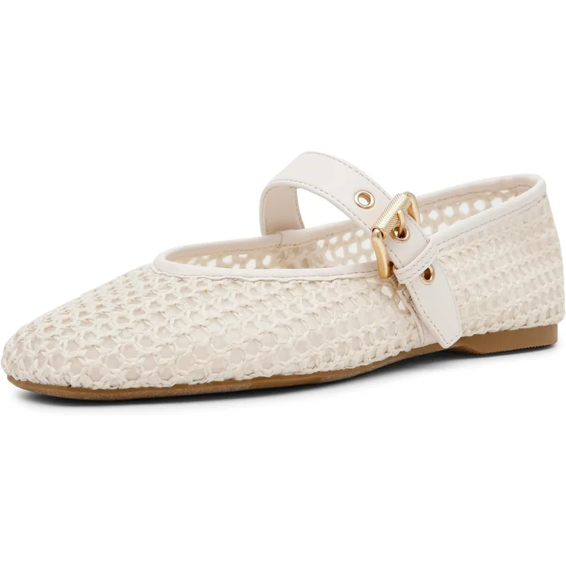 Dv Dolce Vita Women's Mulaney Ballet Flat, Ivory Woven, 6 — Beige