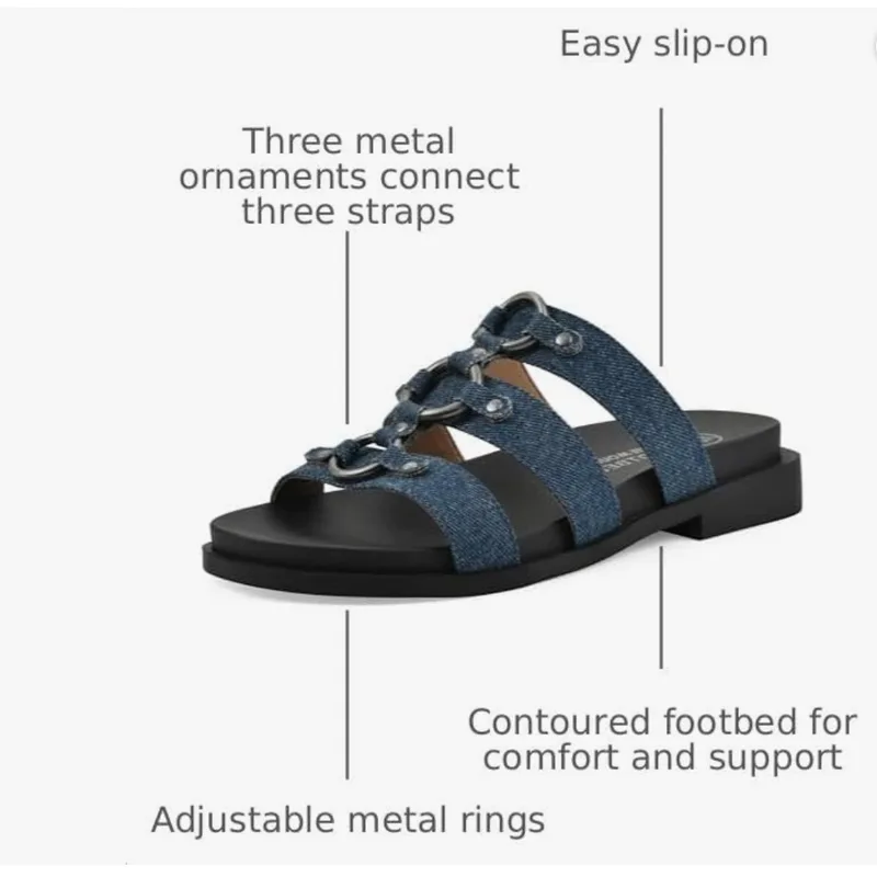 White Mountain Women's Koala Strappy Sandal, Denimblue/Fabric, 6 M — Demin Blue 7