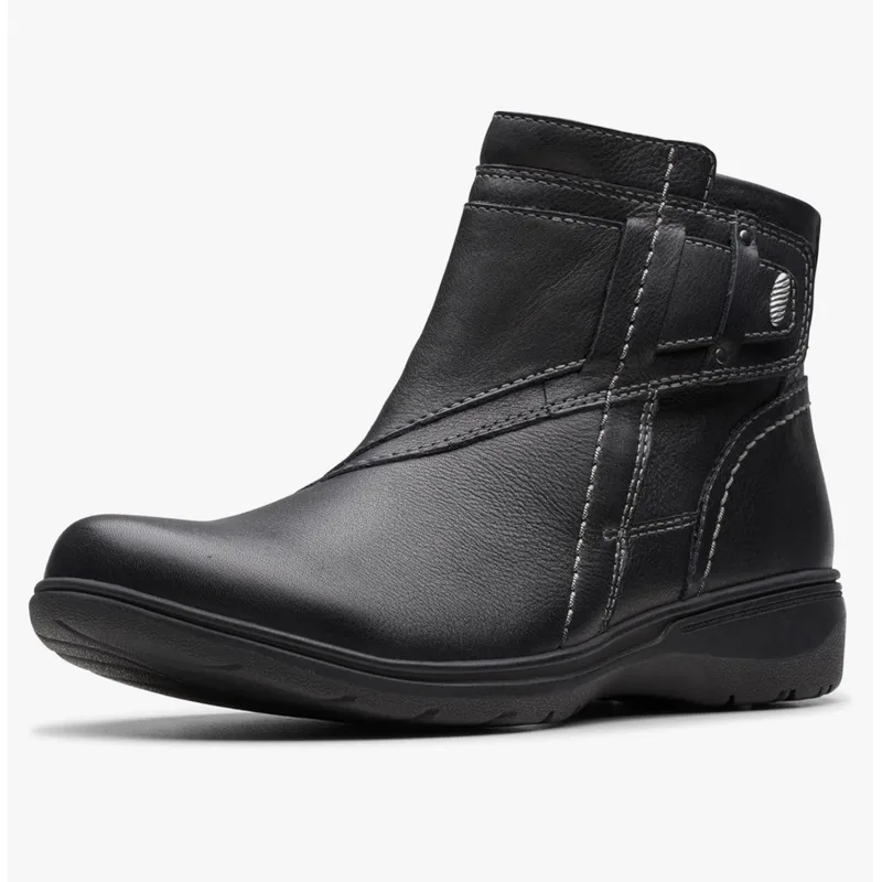 Clarks Collection Women's Carleigh Style Fashion Boot, Black Leather, 6 Medium US