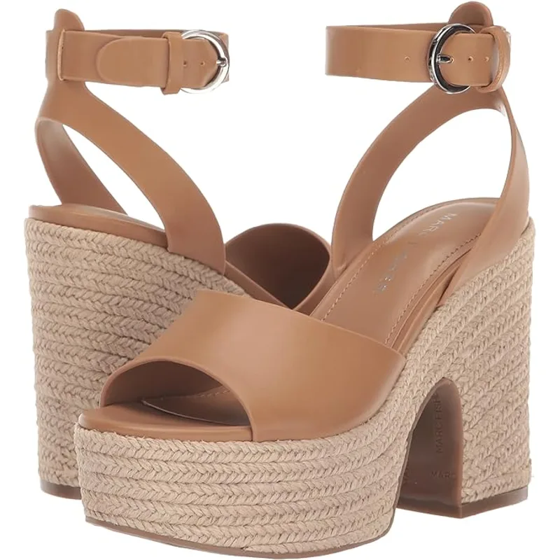 Marc Fisher Women's Vetina Round Toe Casual Wedge Sandals — Tan — Size 9.5 5