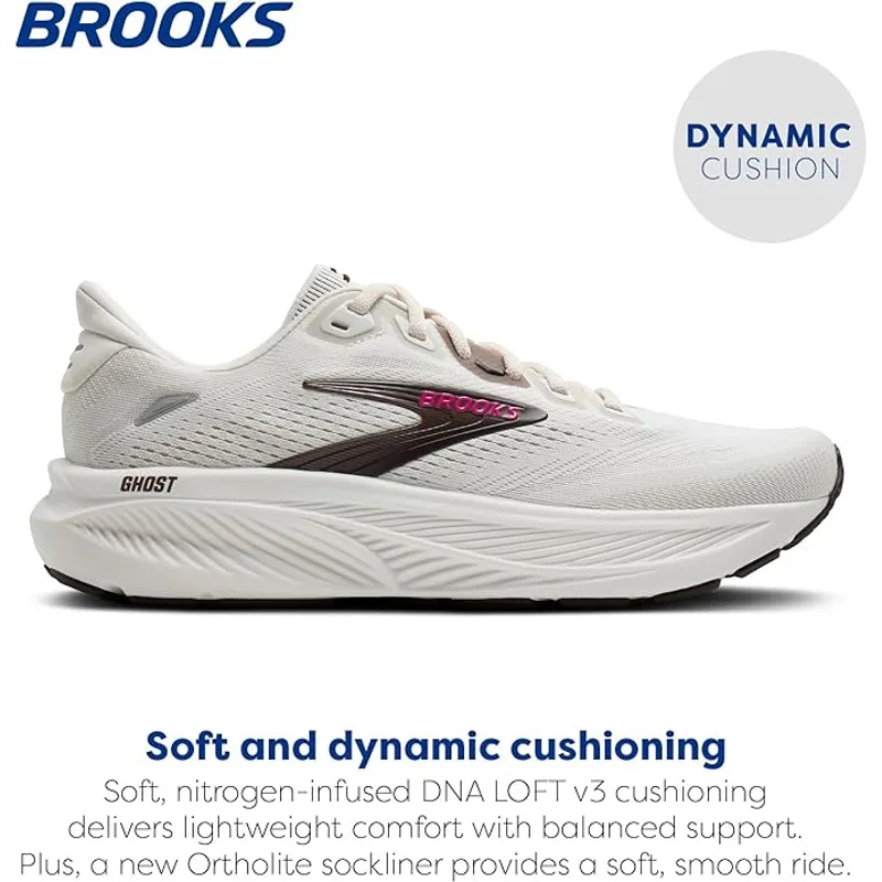 Brooks Women's Ghost 18 Running Shoes — White/Black/Rose Gold — Size 9.5 Medium 3