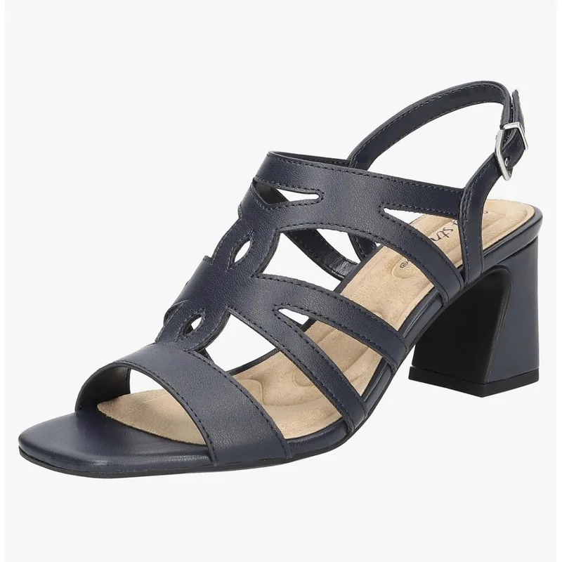 Easy Street Women's Divine Block Heeled Sandals, Navy, 11 Wide
