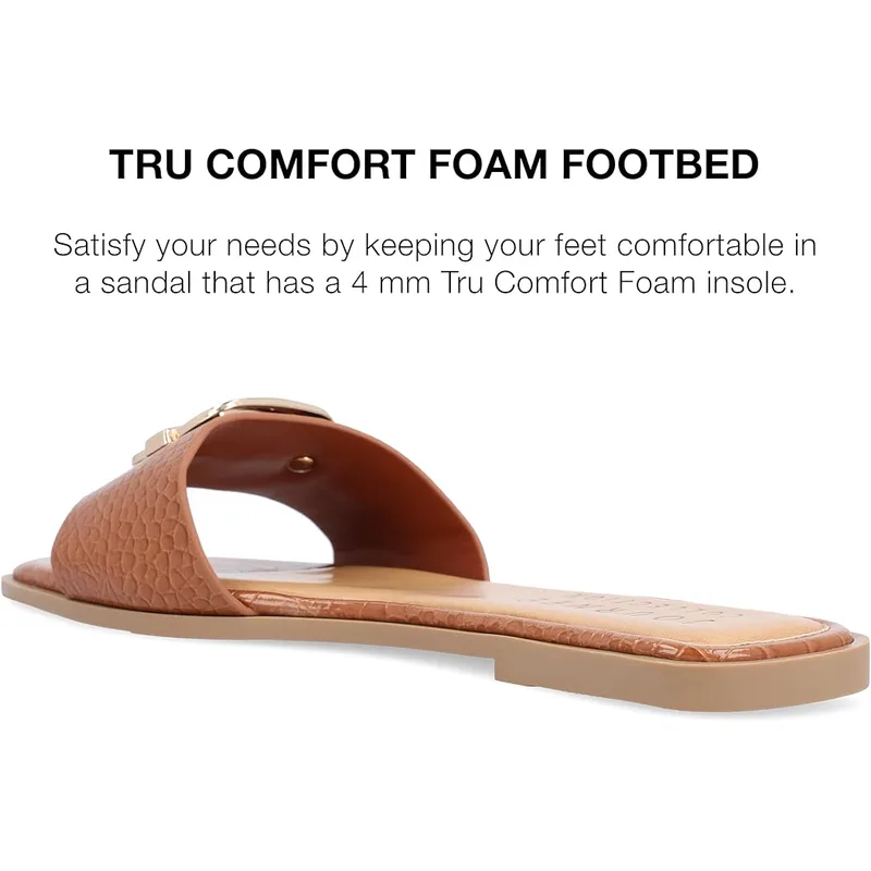 Journee Collection Women's Joarie Croco Sandals — Tan — Size 8 5
