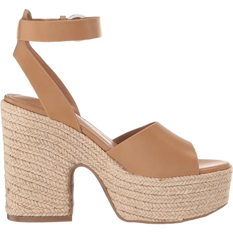 Marc Fisher Women's Vetina Round Toe Casual Wedge Sandals — Tan — Size 9.5