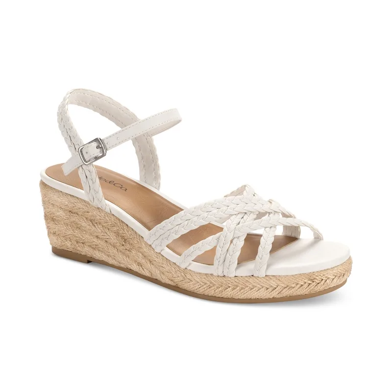 Style & Co Women's Vanaa Wedge Sandals, Exclusively at Macy's - White Linen — Size 9.5