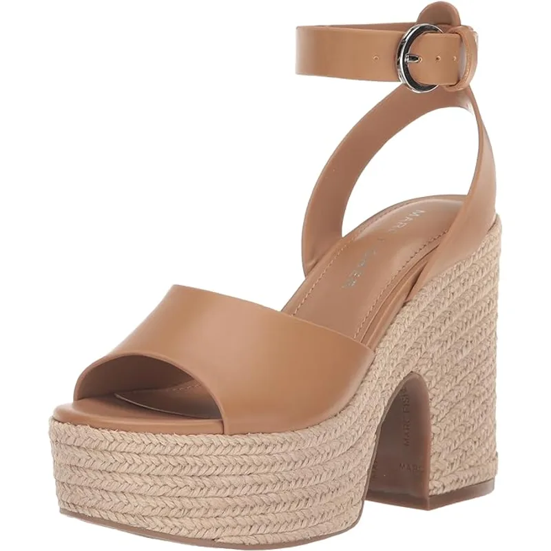 Marc Fisher Women's Vetina Round Toe Casual Wedge Sandals — Tan — Size 9.5 2