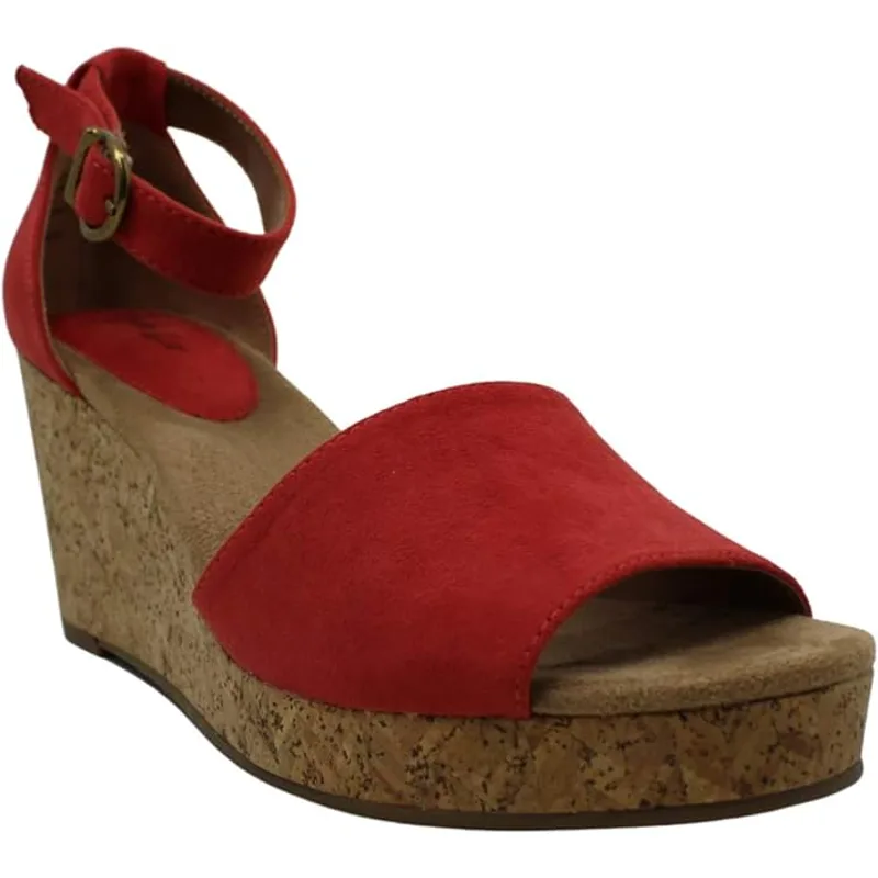 Style & Co. Women's Seleeney Vegan Suede Wedge Sandals — Red — Size 8.5 2