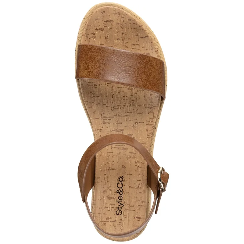 Style & Co Women's Mayaa Flat Sandals, Exclusively at Macy's - Cognac — Size 7 3