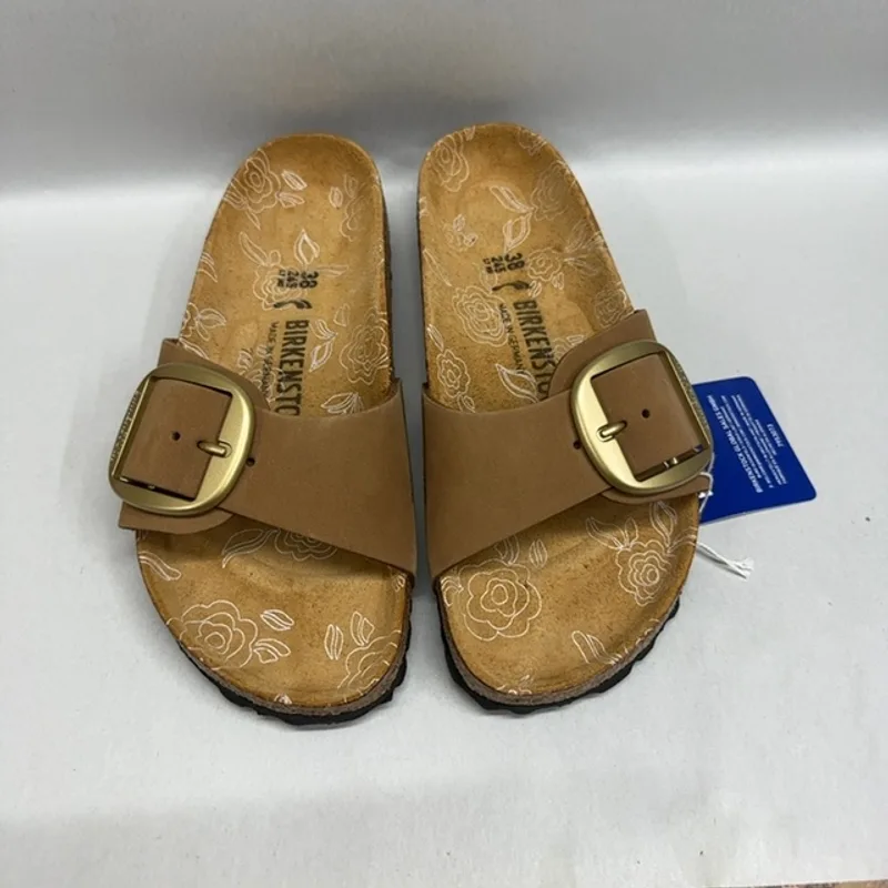 Birkenstock, Women's, Madrid Big Buckle Printed Footbed - Nubuck, Mink, Women's 7-7.5, Narrow — Brown — Size 38 2