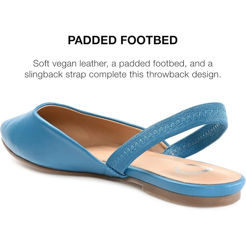 Journee Collection Women's Mallorca Slingback Flats — Navy — Size 6.5 5